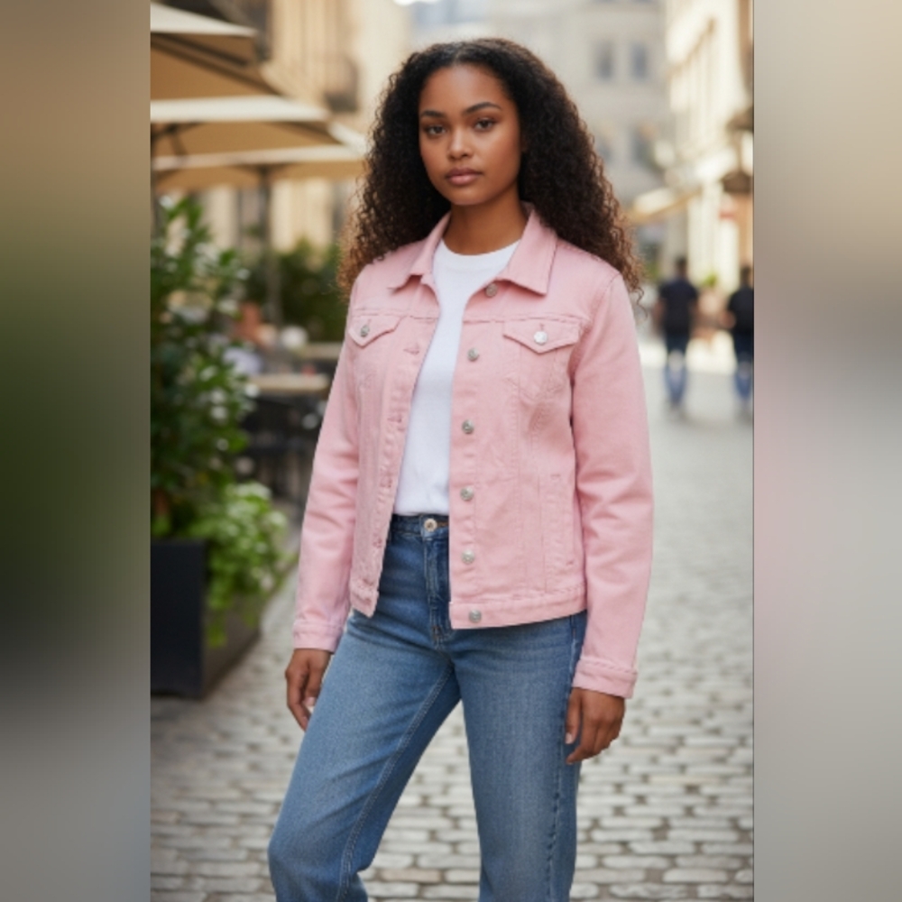 Time TRU Women's Peach Denim Jacket SIZE S (4-6)